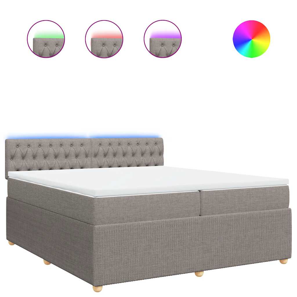 vidaXL Κρεβάτι Boxspring με Στρώμα Taupe 200x200 εκ. Υφασμάτινο