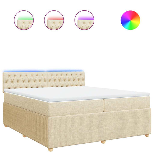 vidaXL Κρεβάτι Boxspring με Στρώμα Κρεμ 200x200 εκ. Υφασμάτινο