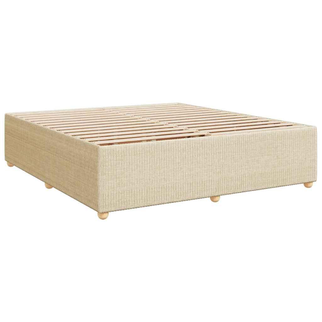vidaXL Κρεβάτι Boxspring με Στρώμα Κρεμ 200x200 εκ. Υφασμάτινο
