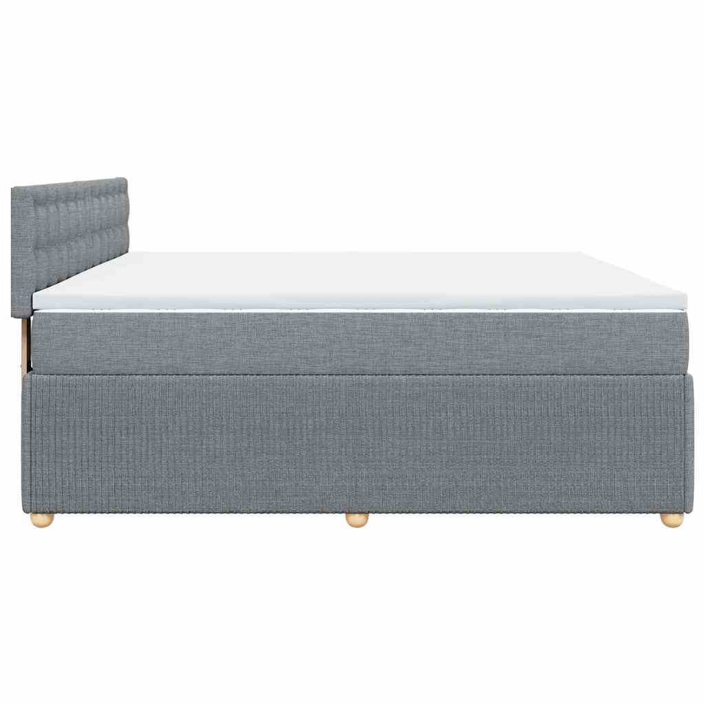 vidaXL Κρεβάτι Boxspring με Στρώμα Ανοιχτό Γκρι 200x200 εκ. Υφασμάτινο