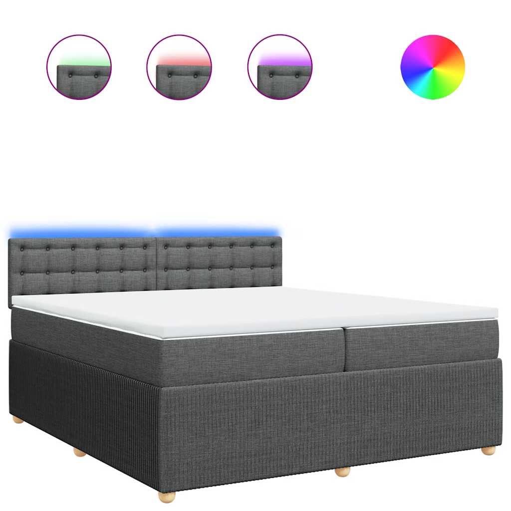 vidaXL Κρεβάτι Boxspring με Στρώμα Σκούρο Γκρι 200x200 εκ. Υφασμάτινο