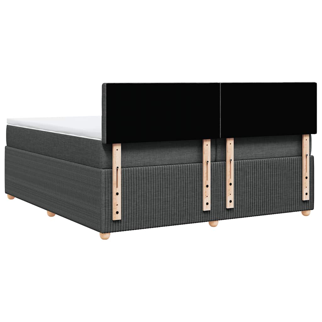 vidaXL Κρεβάτι Boxspring με Στρώμα Σκούρο Γκρι 200x200 εκ. Υφασμάτινο
