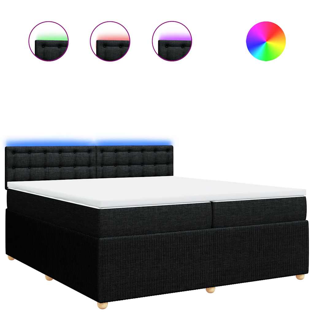 vidaXL Κρεβάτι Boxspring με Στρώμα Μαύρο 200x200 εκ. Υφασμάτινο