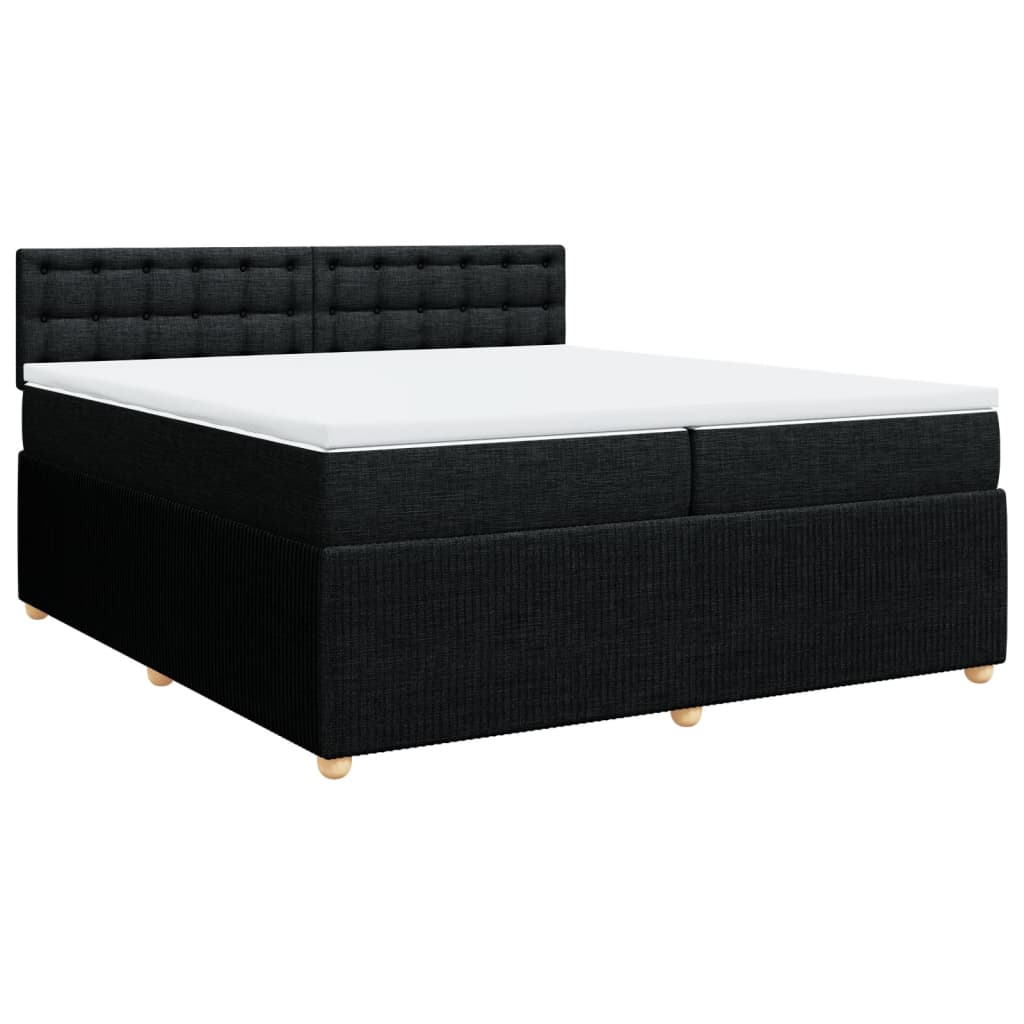vidaXL Κρεβάτι Boxspring με Στρώμα Μαύρο 200x200 εκ. Υφασμάτινο