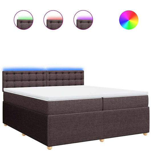 vidaXL Κρεβάτι Boxspring με Στρώμα Σκούρο Καφέ 200x200 εκ. Υφασμάτινο