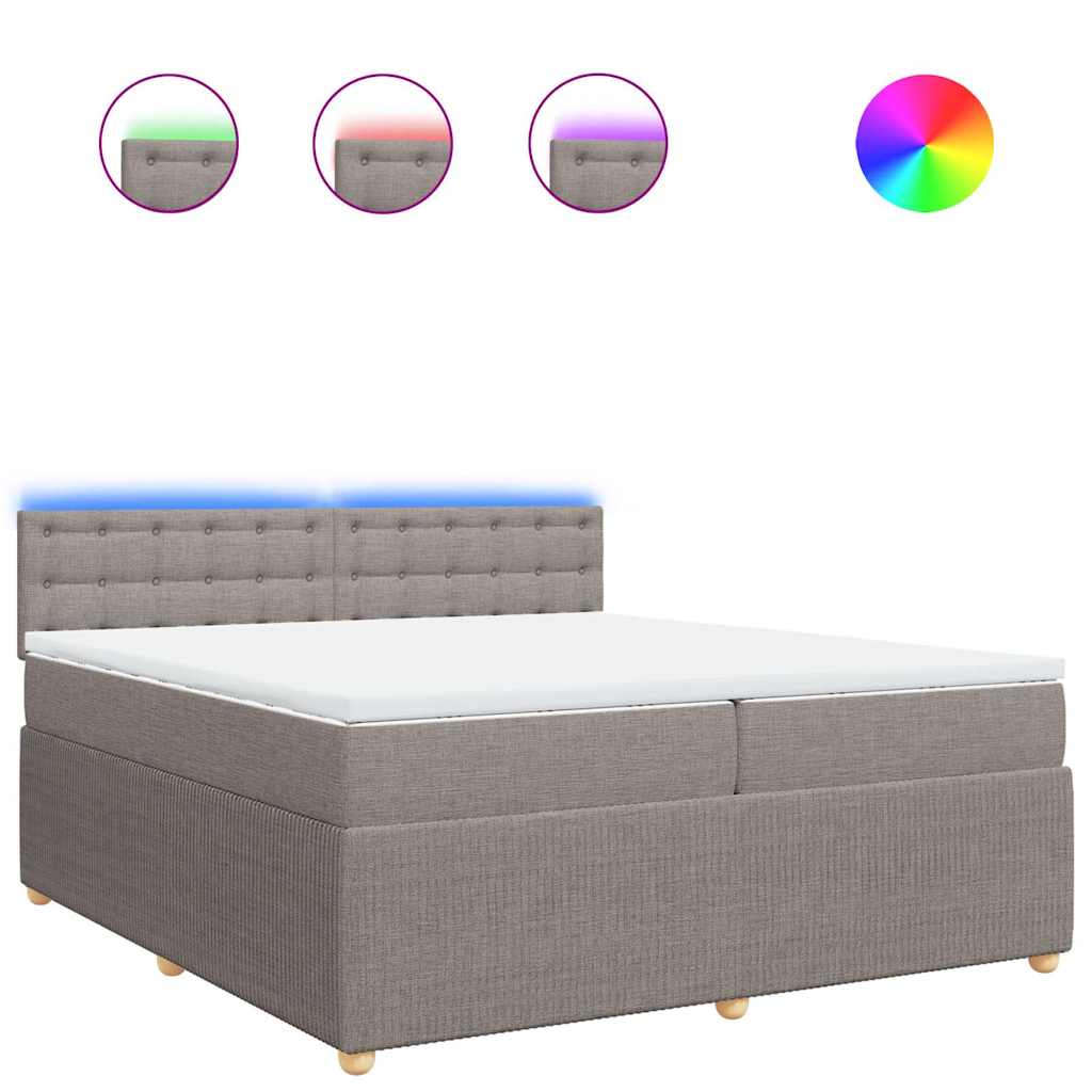 vidaXL Κρεβάτι Boxspring με Στρώμα Taupe 200x200 εκ. Υφασμάτινο
