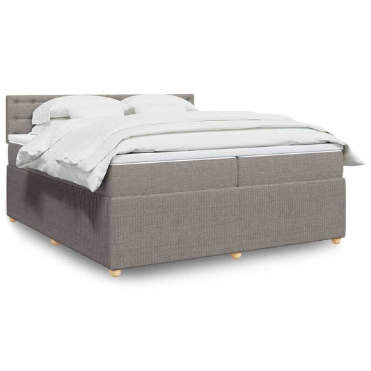 vidaXL Κρεβάτι Boxspring με Στρώμα Taupe 200x200 εκ. Υφασμάτινο