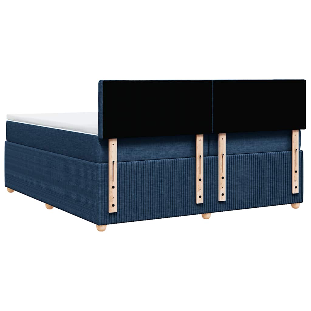 vidaXL Κρεβάτι Boxspring με Στρώμα Μπλε 200x200 εκ. Υφασμάτινο
