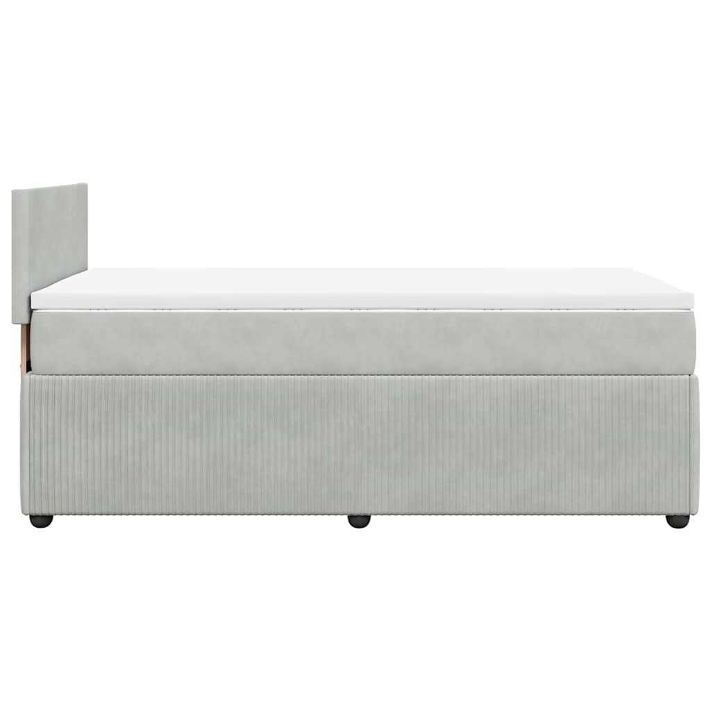 vidaXL Κρεβάτι Boxspring με Στρώμα Ανοιχτό Γκρι 80x200 εκ. Βελούδινο