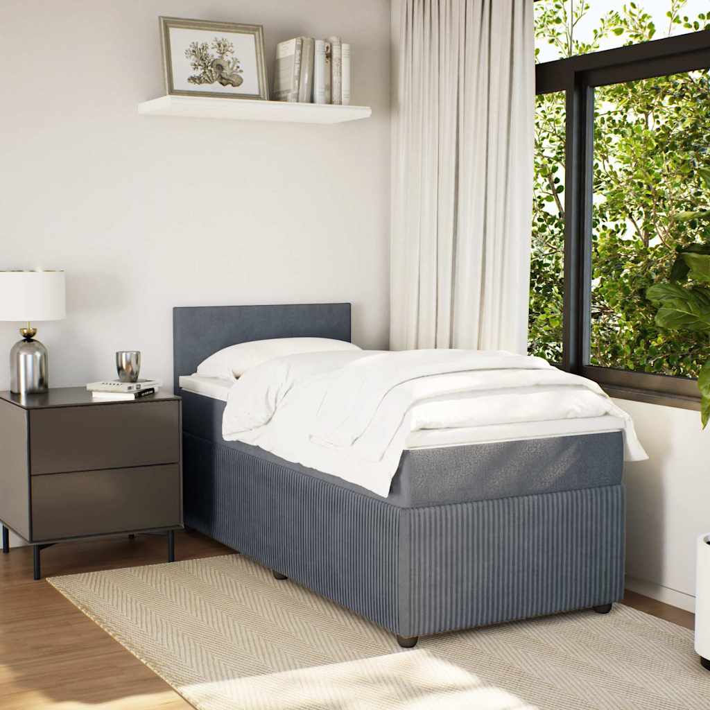 vidaXL Κρεβάτι Boxspring με Στρώμα Σκούρο Γκρι 80x200 εκ. Βελούδινο