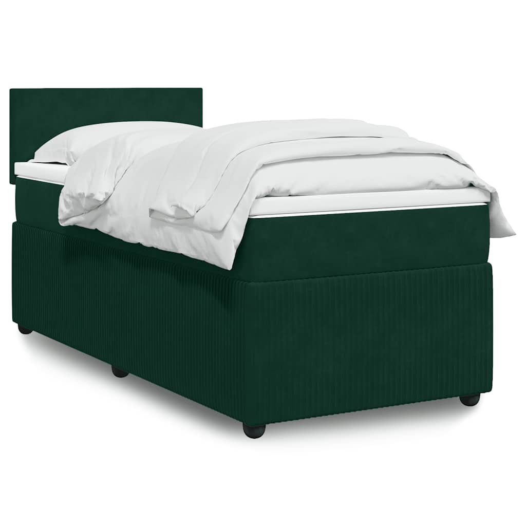 vidaXL Κρεβάτι Boxspring με Στρώμα Σκούρο Πράσινο 80x200 εκ. Βελούδινο