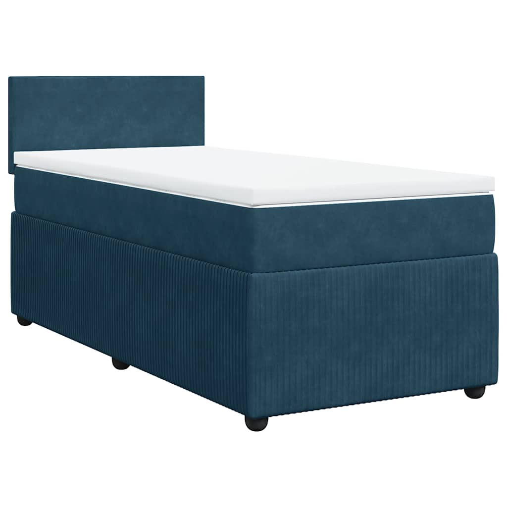 vidaXL Κρεβάτι Boxspring με Στρώμα Μπλε 80 x 200 εκ. Βελούδινο