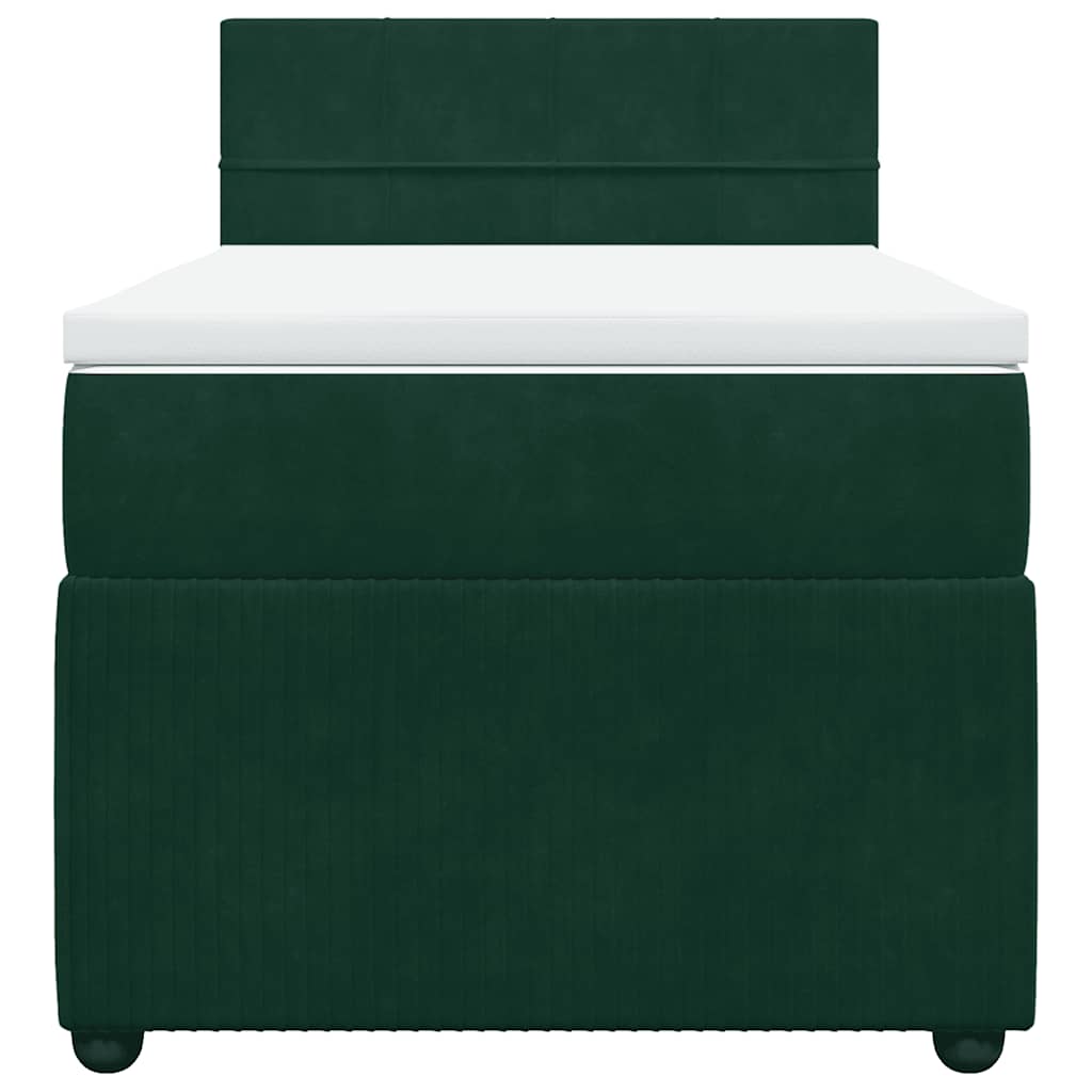 vidaXL Κρεβάτι Boxspring με Στρώμα Σκούρο Πράσινο 80x200 εκ. Βελούδινο