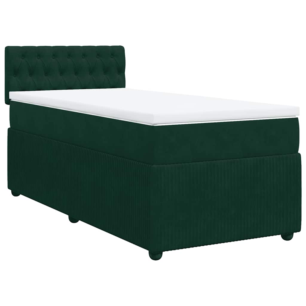 vidaXL Κρεβάτι Boxspring με Στρώμα Σκούρο Πράσινο 80x200 εκ. Βελούδινο