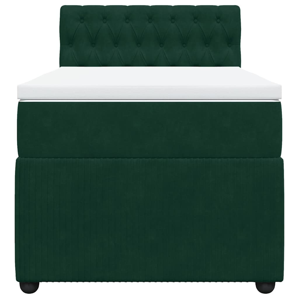vidaXL Κρεβάτι Boxspring με Στρώμα Σκούρο Πράσινο 80x200 εκ. Βελούδινο
