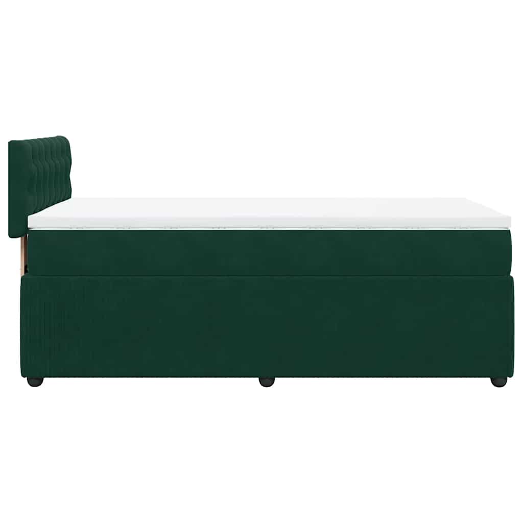 vidaXL Κρεβάτι Boxspring με Στρώμα Σκούρο Πράσινο 80x200 εκ. Βελούδινο