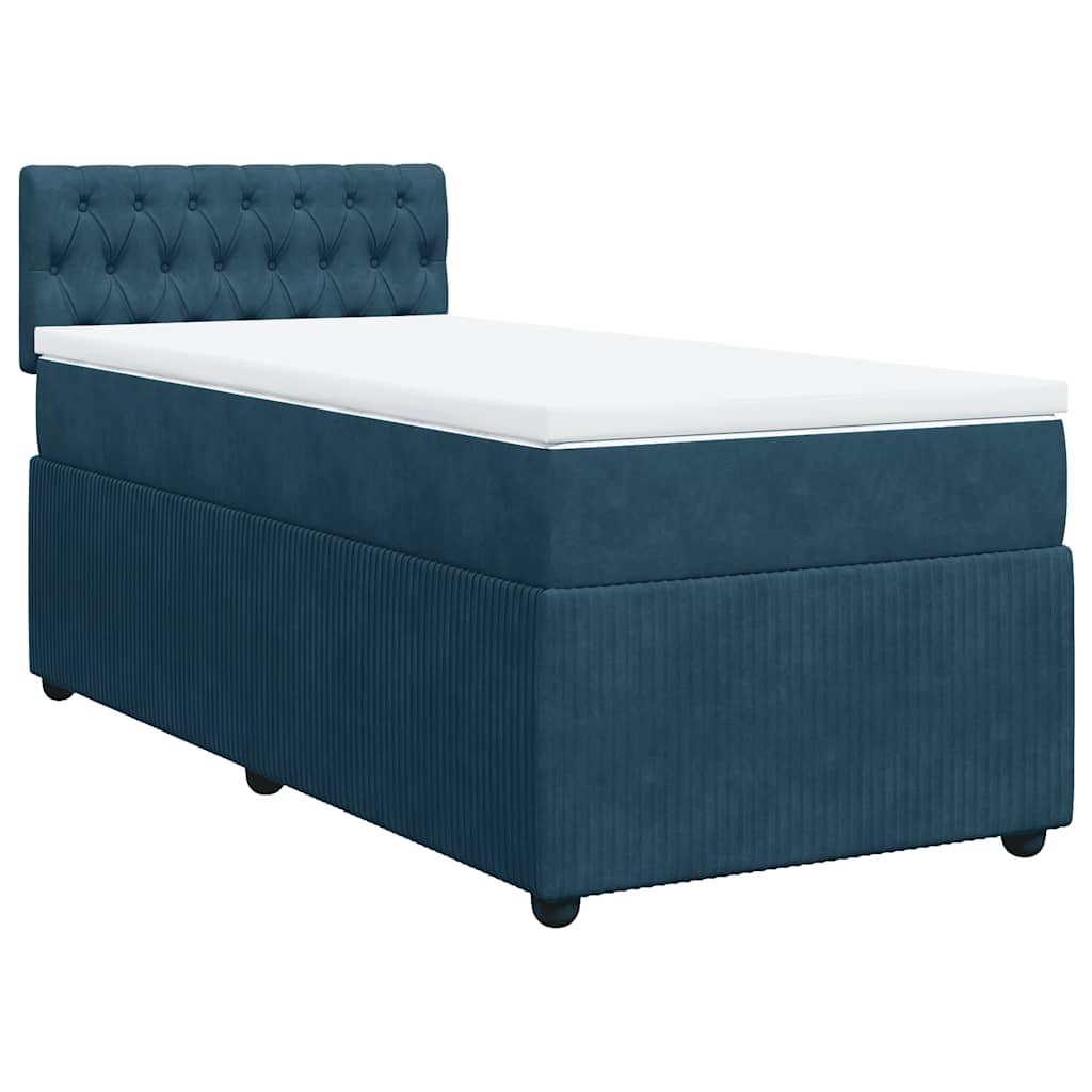 vidaXL Κρεβάτι Boxspring με Στρώμα Μπλε 80 x 200 εκ. Βελούδινο