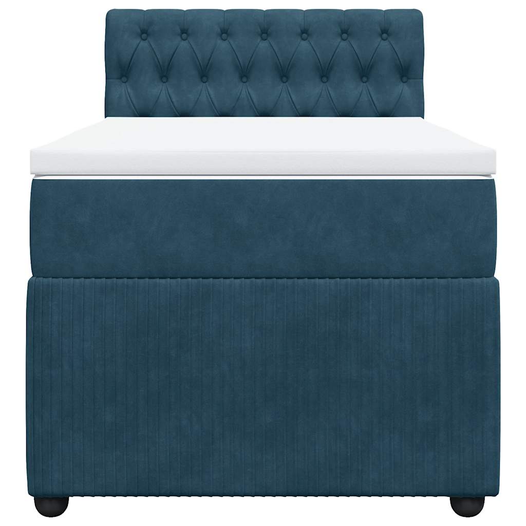 vidaXL Κρεβάτι Boxspring με Στρώμα Μπλε 80 x 200 εκ. Βελούδινο