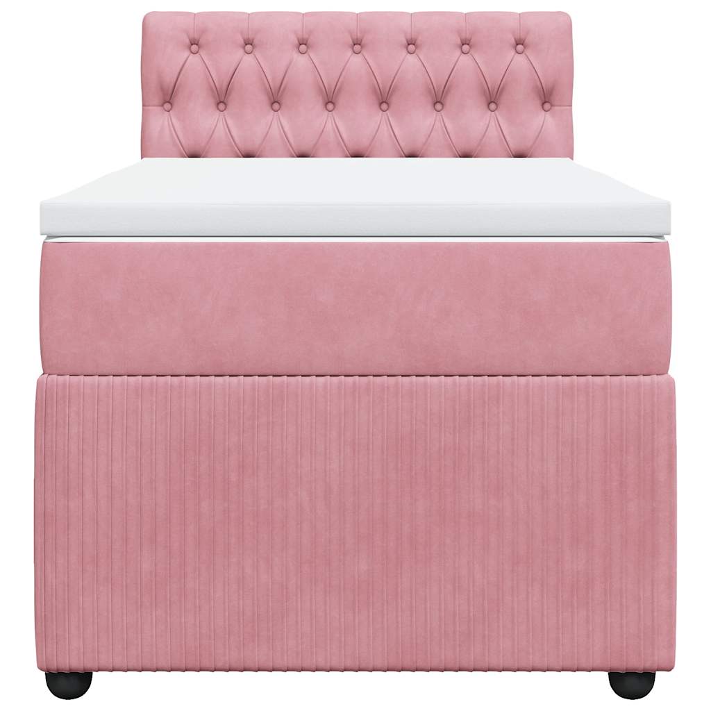 vidaXL Κρεβάτι Boxspring με Στρώμα Ροζ 80 x 200 εκ. Βελούδινο