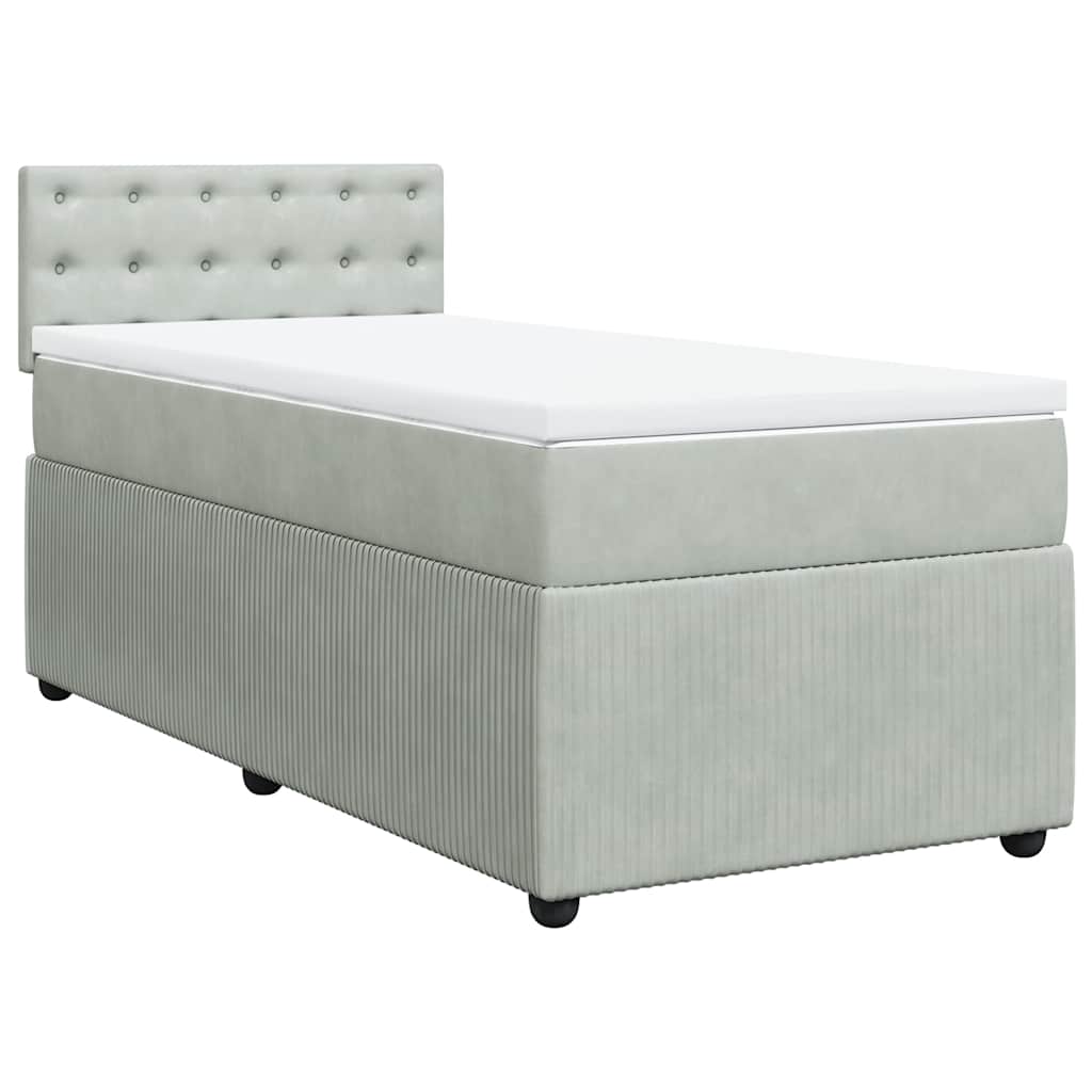 vidaXL Κρεβάτι Boxspring με Στρώμα Ανοιχτό Γκρι 80x200 εκ. Βελούδινο