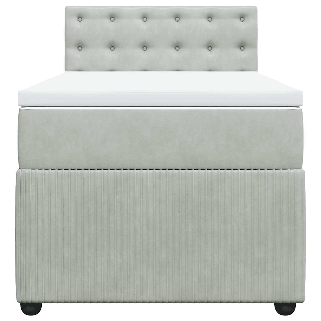 vidaXL Κρεβάτι Boxspring με Στρώμα Ανοιχτό Γκρι 80x200 εκ. Βελούδινο