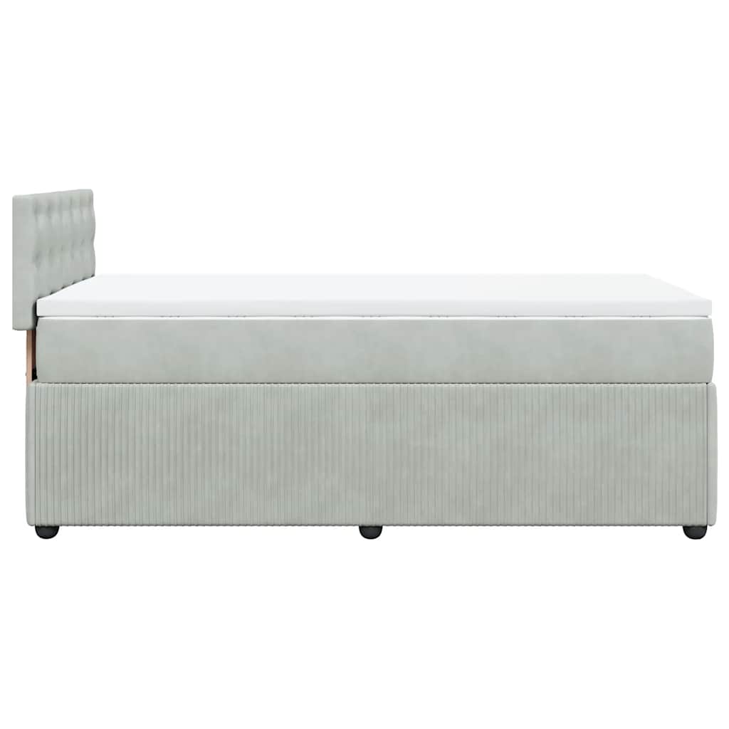 vidaXL Κρεβάτι Boxspring με Στρώμα Ανοιχτό Γκρι 80x200 εκ. Βελούδινο