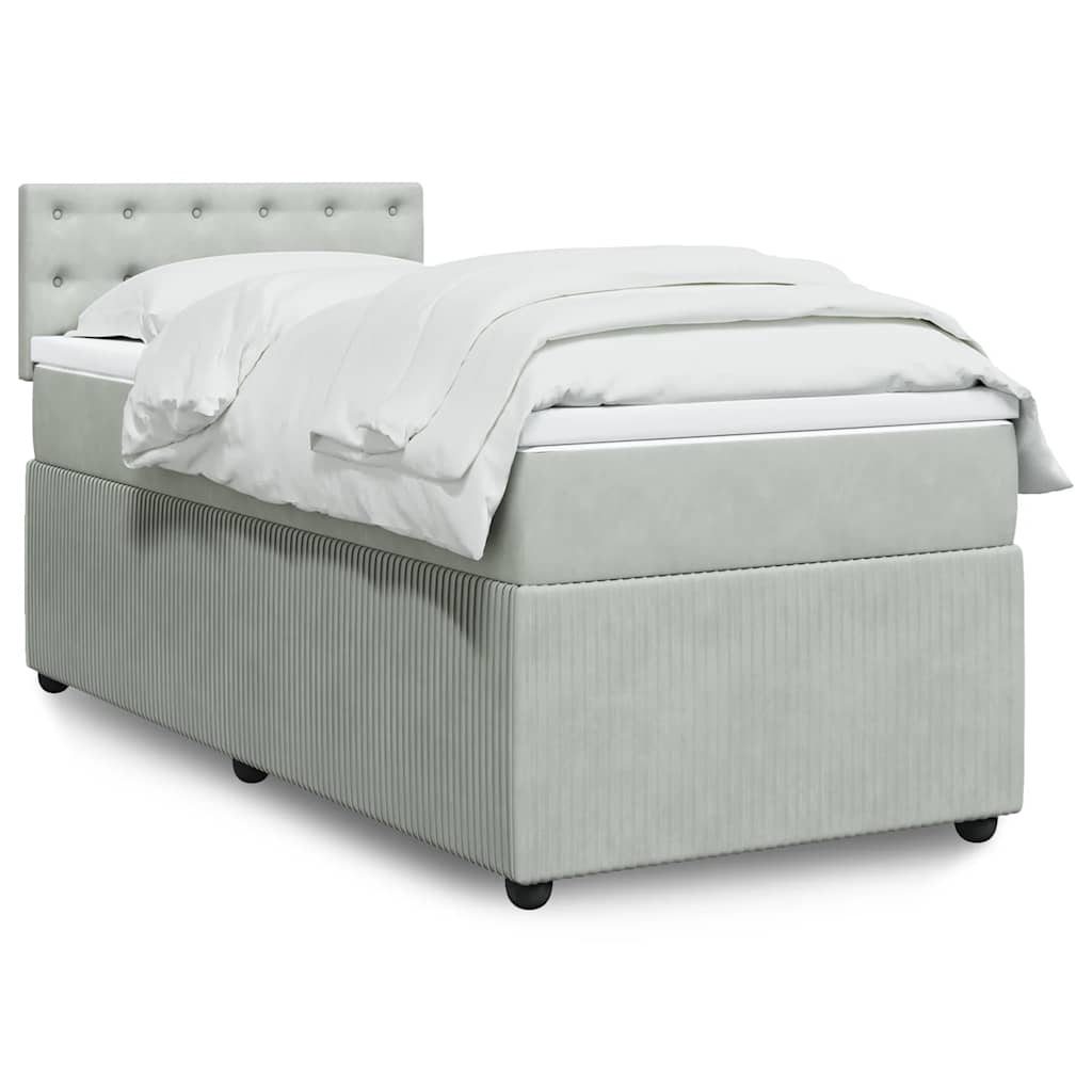 vidaXL Κρεβάτι Boxspring με Στρώμα Ανοιχτό Γκρι 80x200 εκ. Βελούδινο