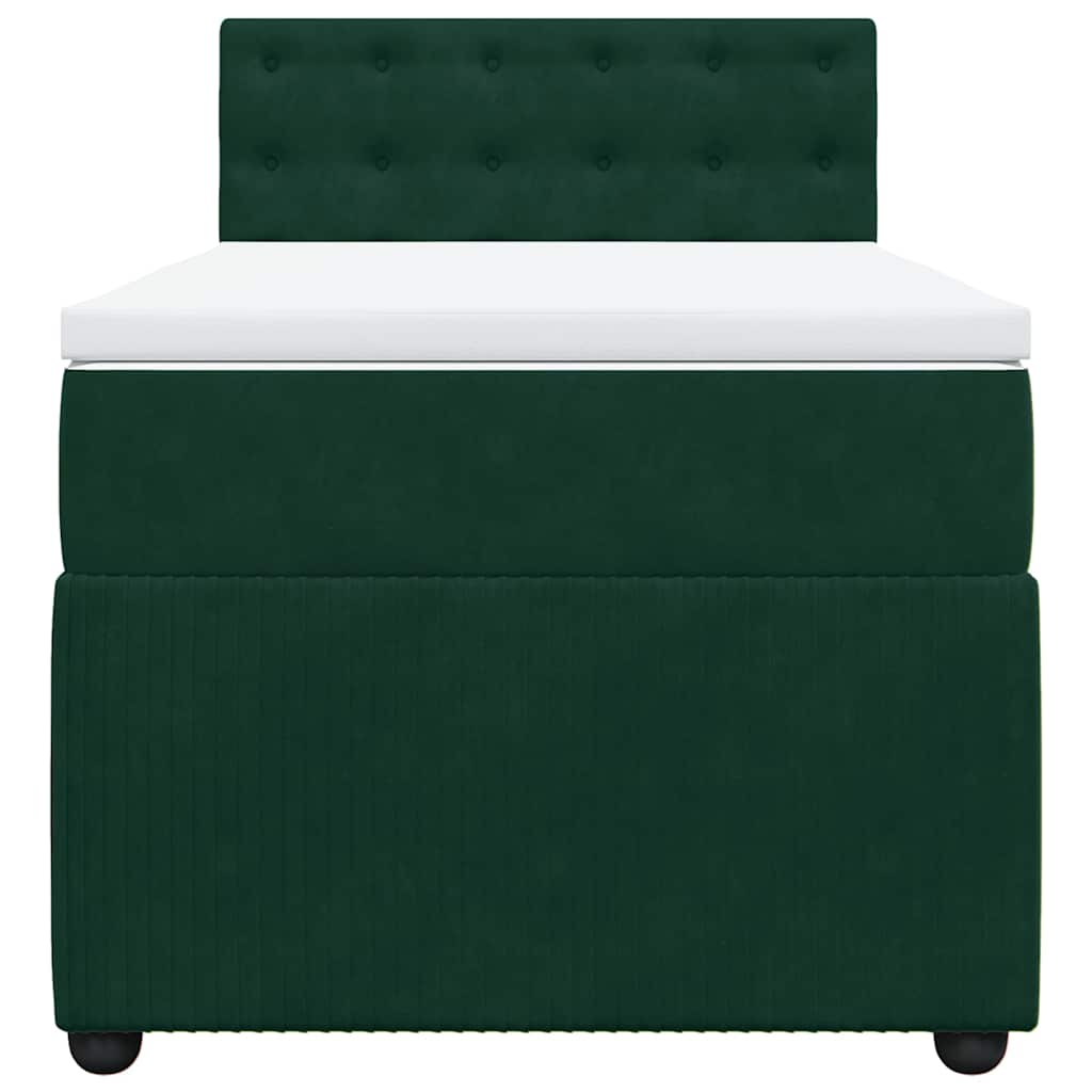 vidaXL Κρεβάτι Boxspring με Στρώμα Σκούρο Πράσινο 80x200 εκ. Βελούδινο