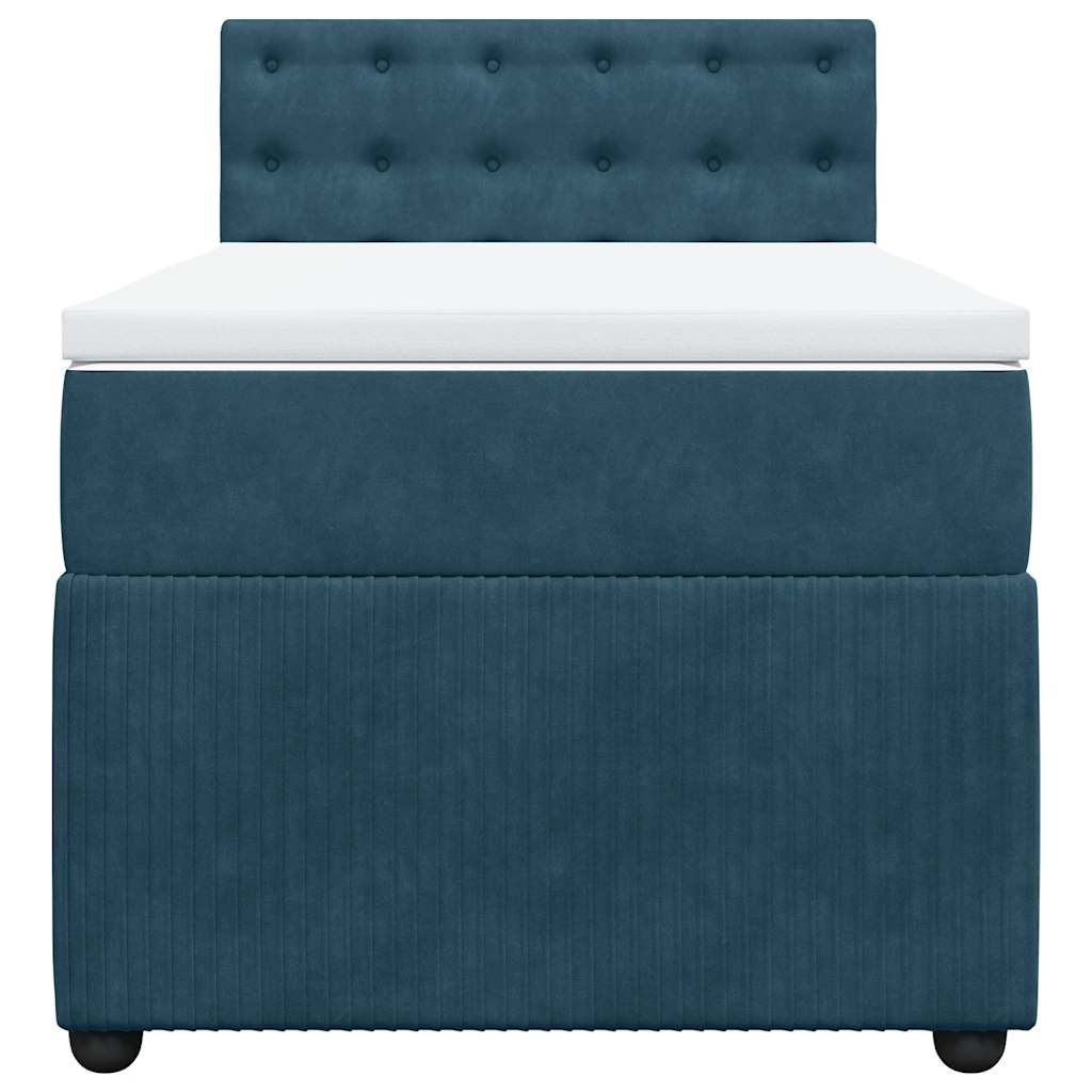 vidaXL Κρεβάτι Boxspring με Στρώμα Μπλε 80 x 200 εκ. Βελούδινο