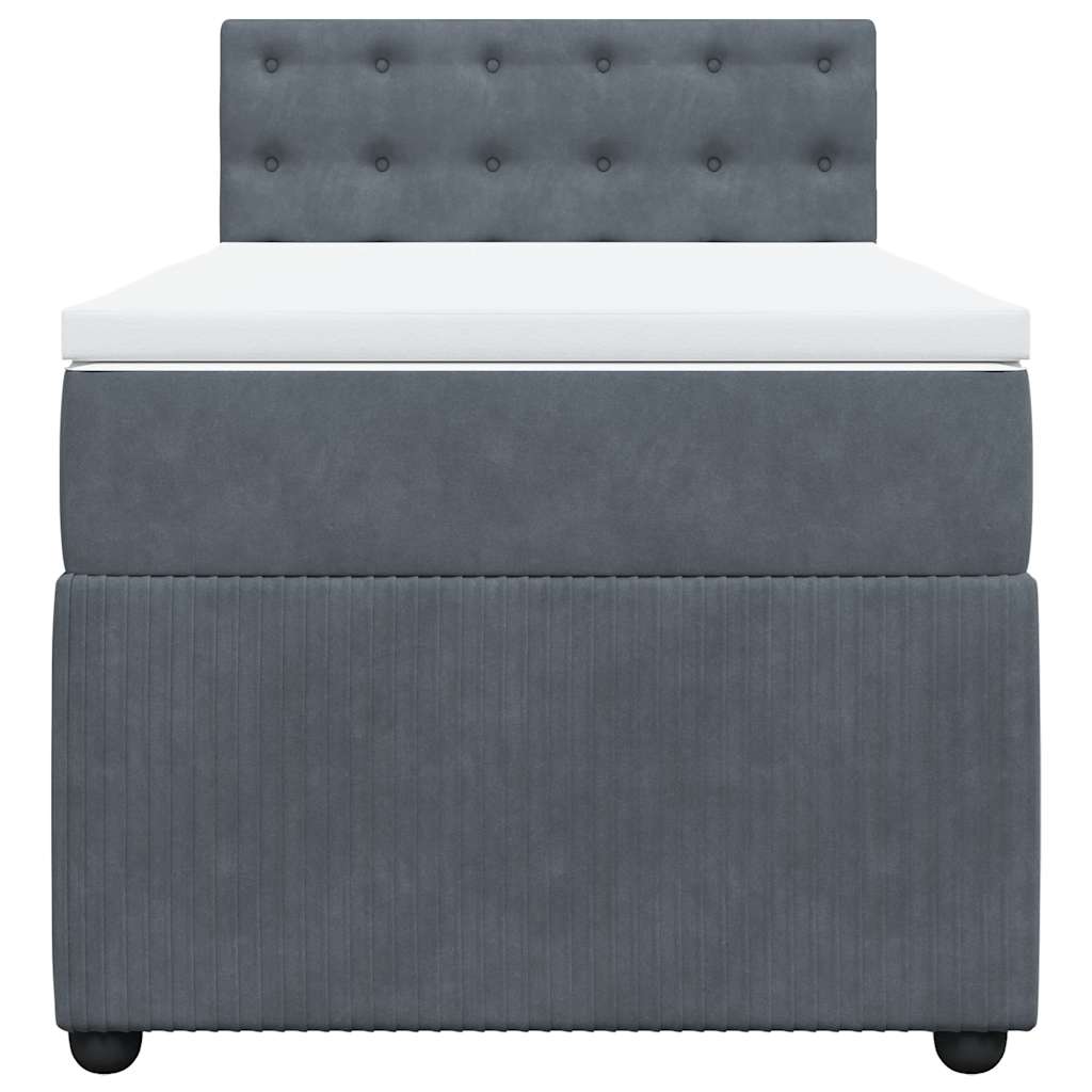 vidaXL Κρεβάτι Boxspring με Στρώμα Σκούρο Γκρι 90x190 εκ. Βελούδινο