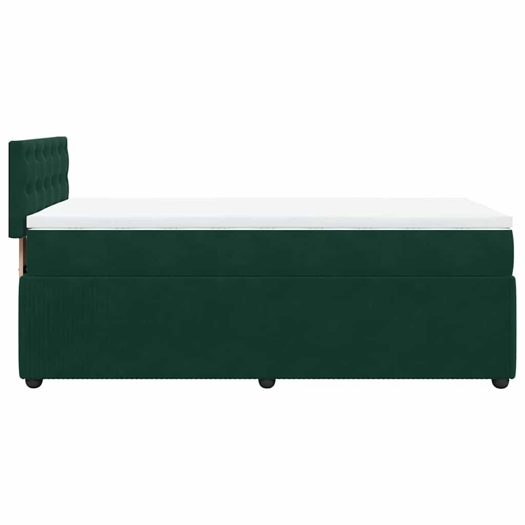 vidaXL Κρεβάτι Boxspring με Στρώμα Σκούρο Πράσινο 90x190 εκ. Βελούδινο