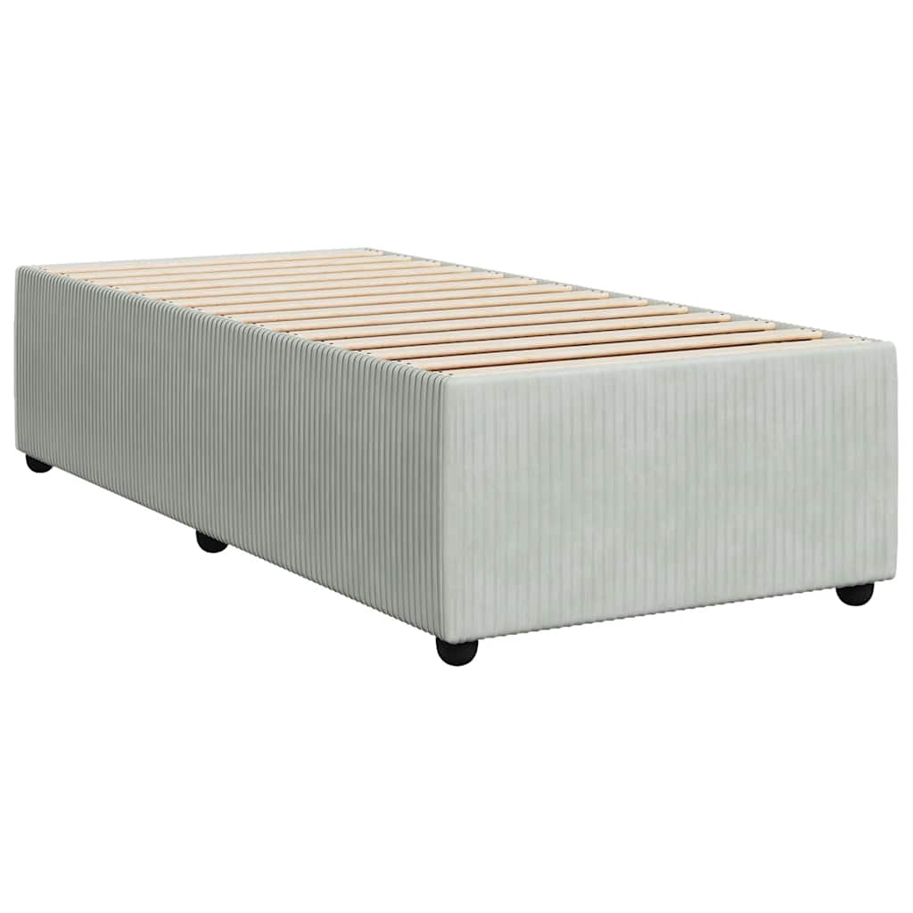 vidaXL Κρεβάτι Boxspring με Στρώμα Ανοιχτό Γκρι 90x190 εκ. Βελούδινο