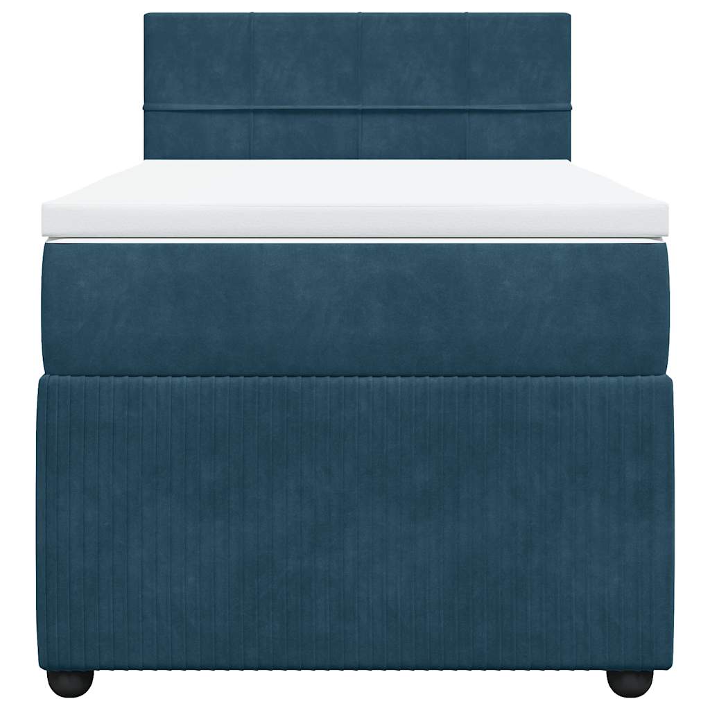 vidaXL Κρεβάτι Boxspring με Στρώμα Μπλε 90x190 εκ. Βελούδινο