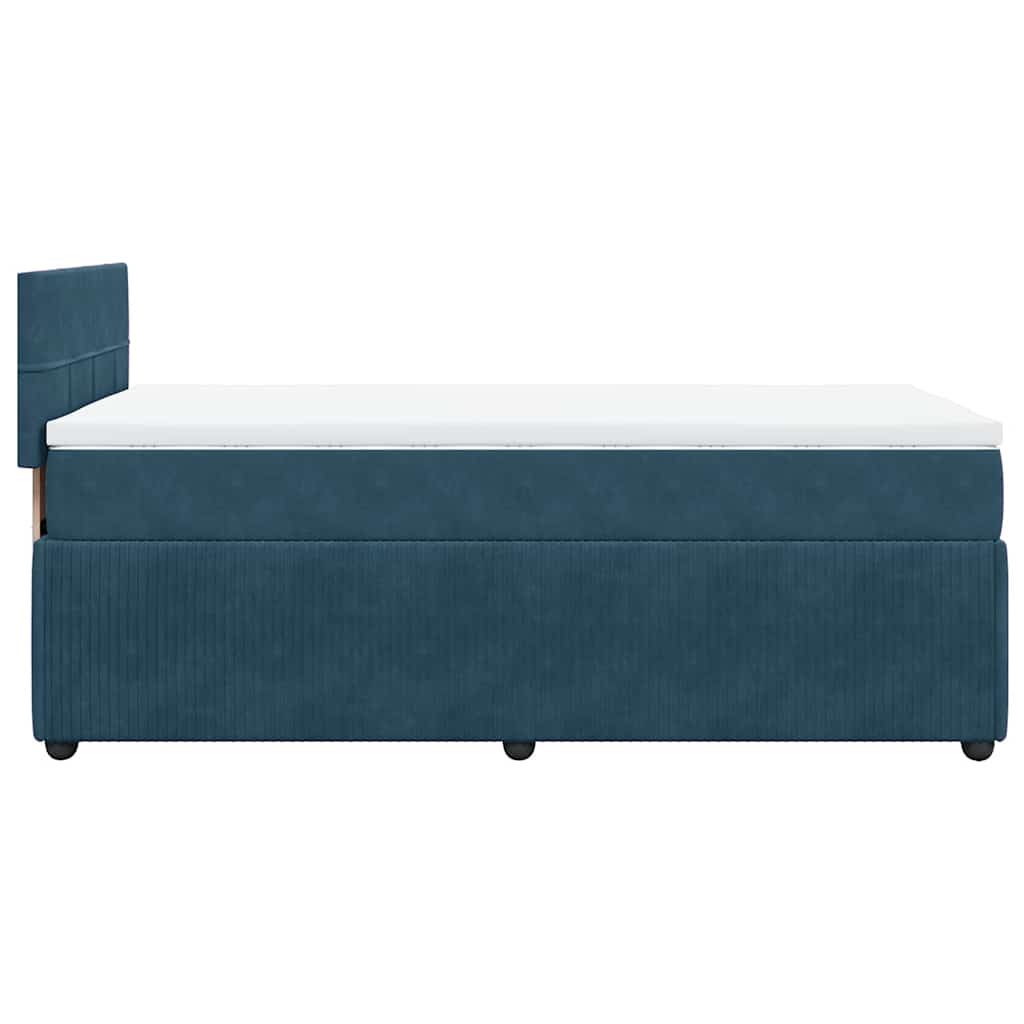 vidaXL Κρεβάτι Boxspring με Στρώμα Μπλε 90x190 εκ. Βελούδινο