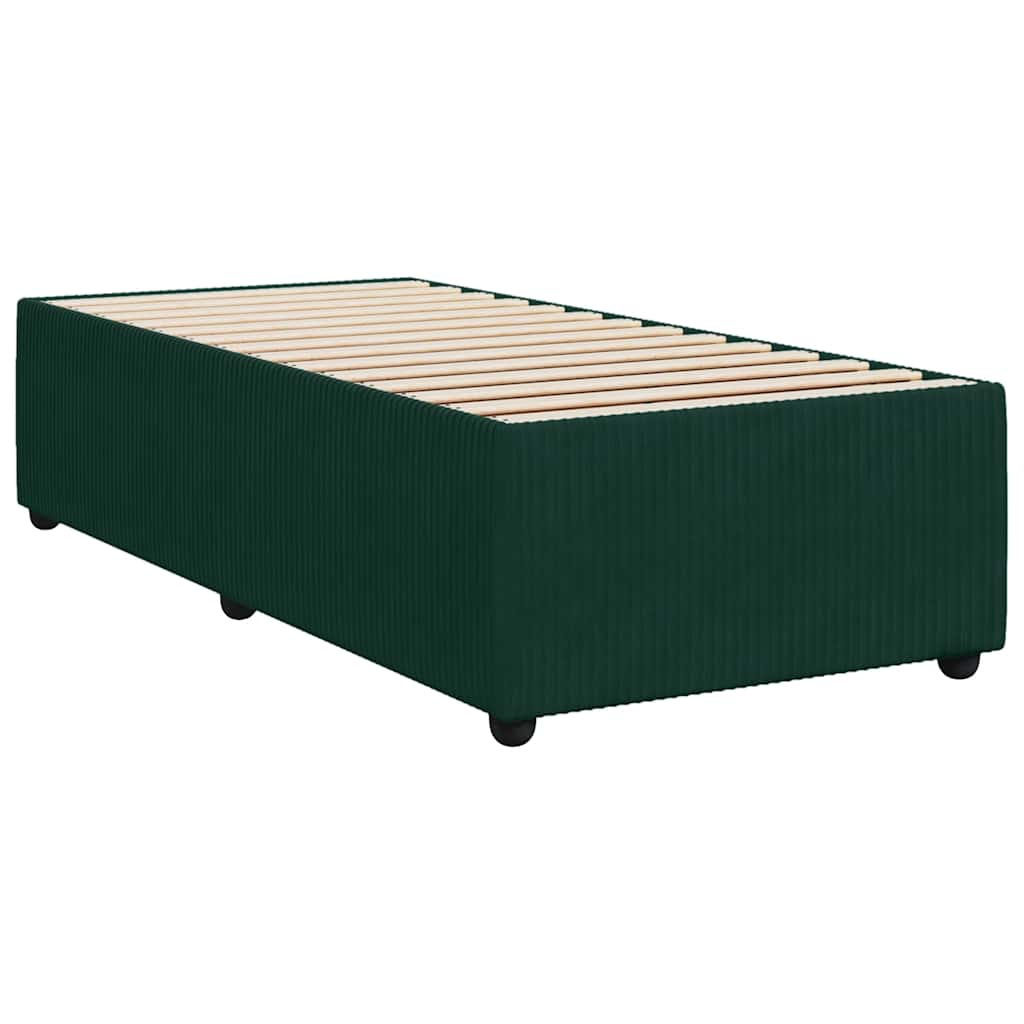 vidaXL Κρεβάτι Boxspring με Στρώμα Σκούρο Πράσινο 90x200 εκ. Βελούδινο
