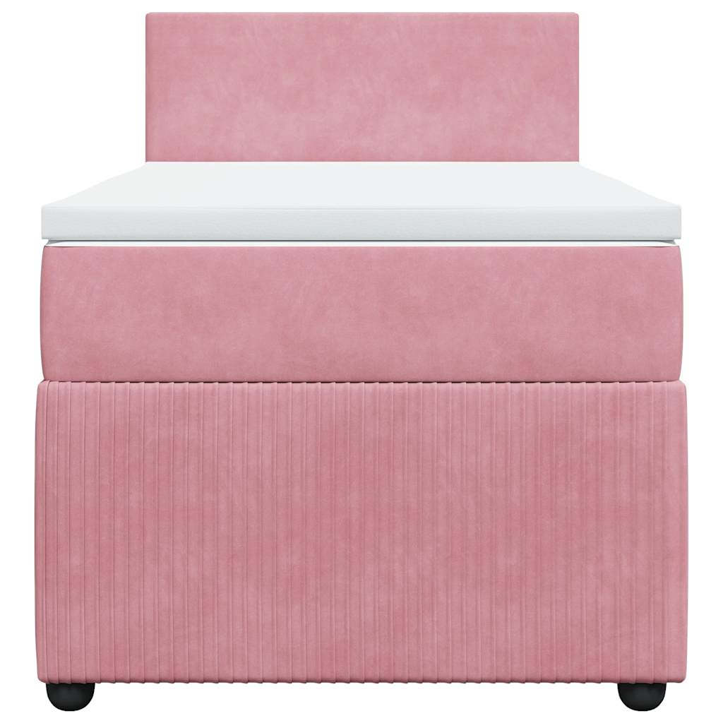 vidaXL Κρεβάτι Boxspring με Στρώμα Ροζ 90x200 εκ. Βελούδινο