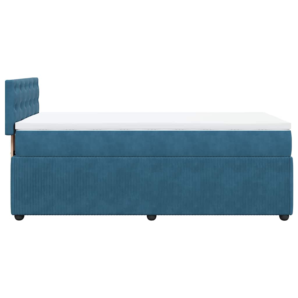 vidaXL Κρεβάτι Boxspring με Στρώμα Μπλε 90x200 εκ. Βελούδινο
