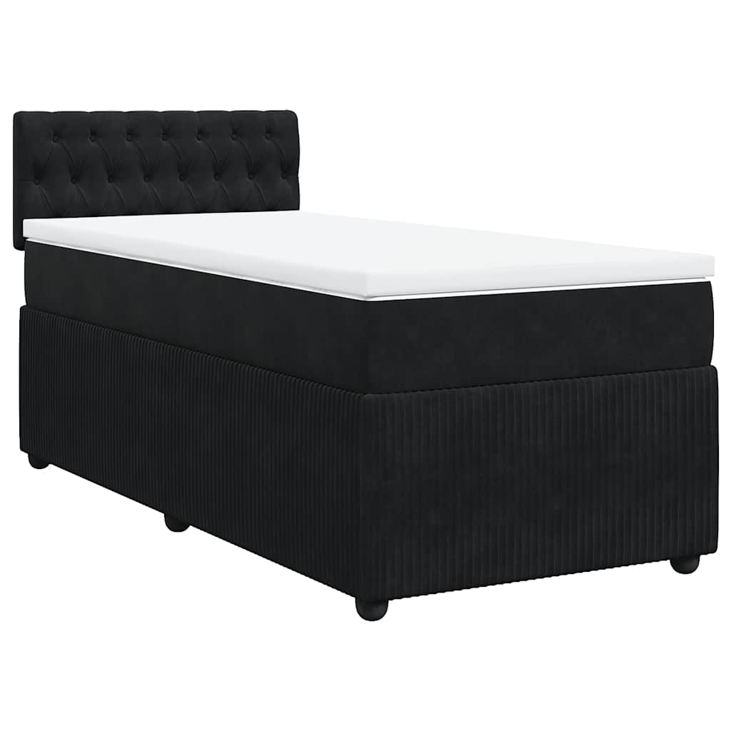 vidaXL Κρεβάτι Boxspring με Στρώμα Μαύρο 90x200 εκ. Βελούδινο