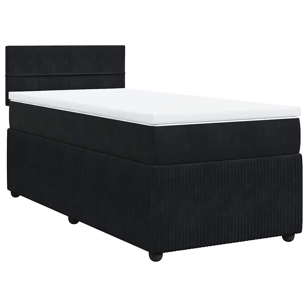vidaXL Κρεβάτι Boxspring με Στρώμα Μαύρο 90x200 εκ. Βελούδινο