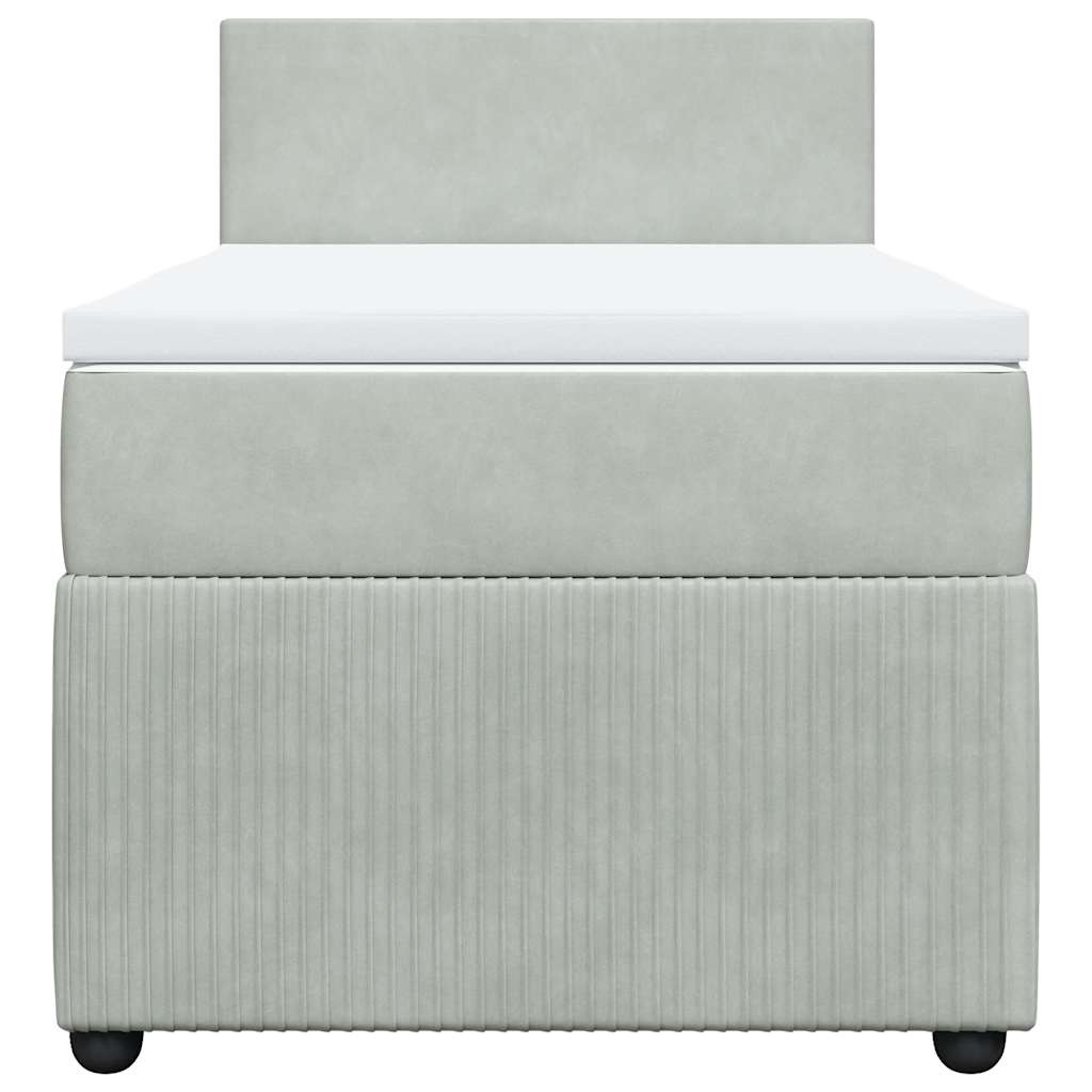 vidaXL Κρεβάτι Boxspring με Στρώμα Ανοιχτό Γκρι 100x200 εκ. Βελούδινο