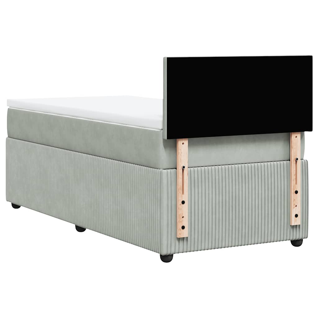 vidaXL Κρεβάτι Boxspring με Στρώμα Ανοιχτό Γκρι 100x200 εκ. Βελούδινο