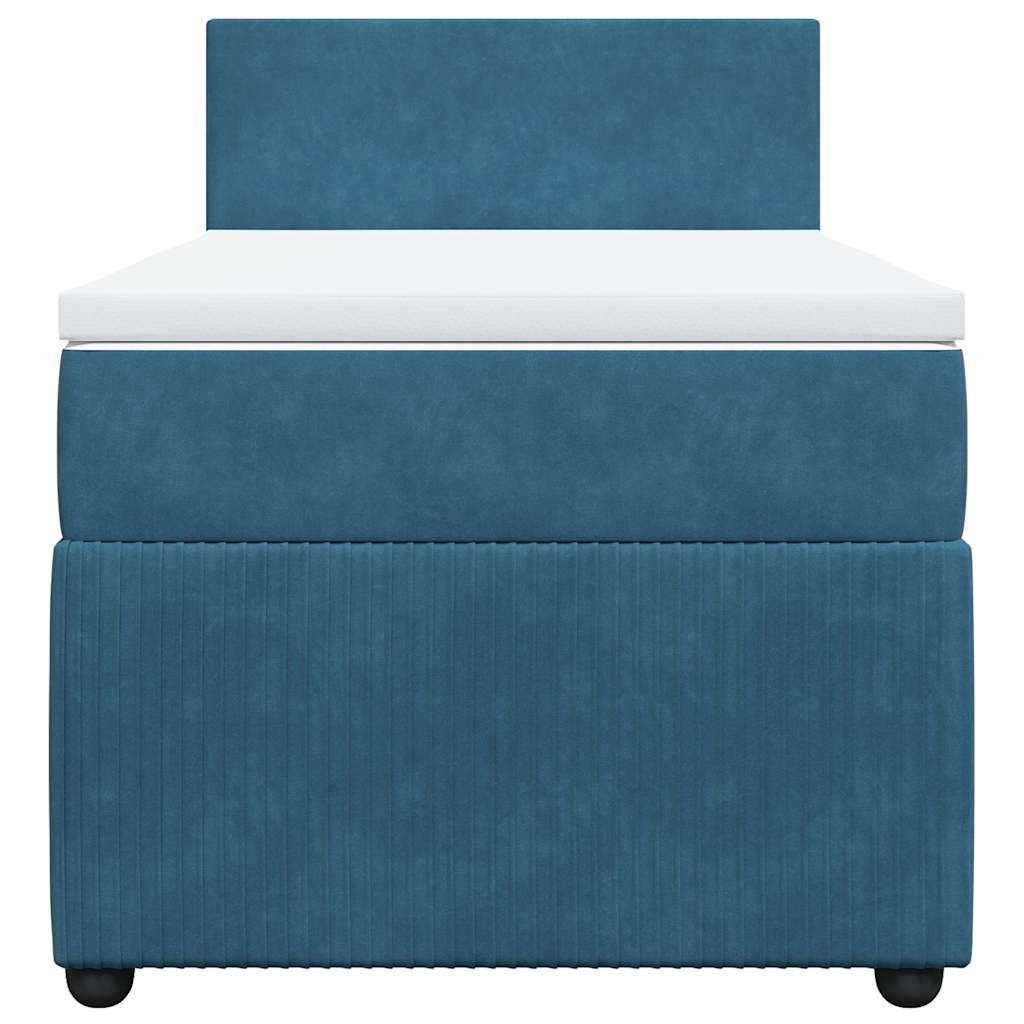 vidaXL Κρεβάτι Boxspring με Στρώμα Μπλε 100x200 εκ. Βελούδινο