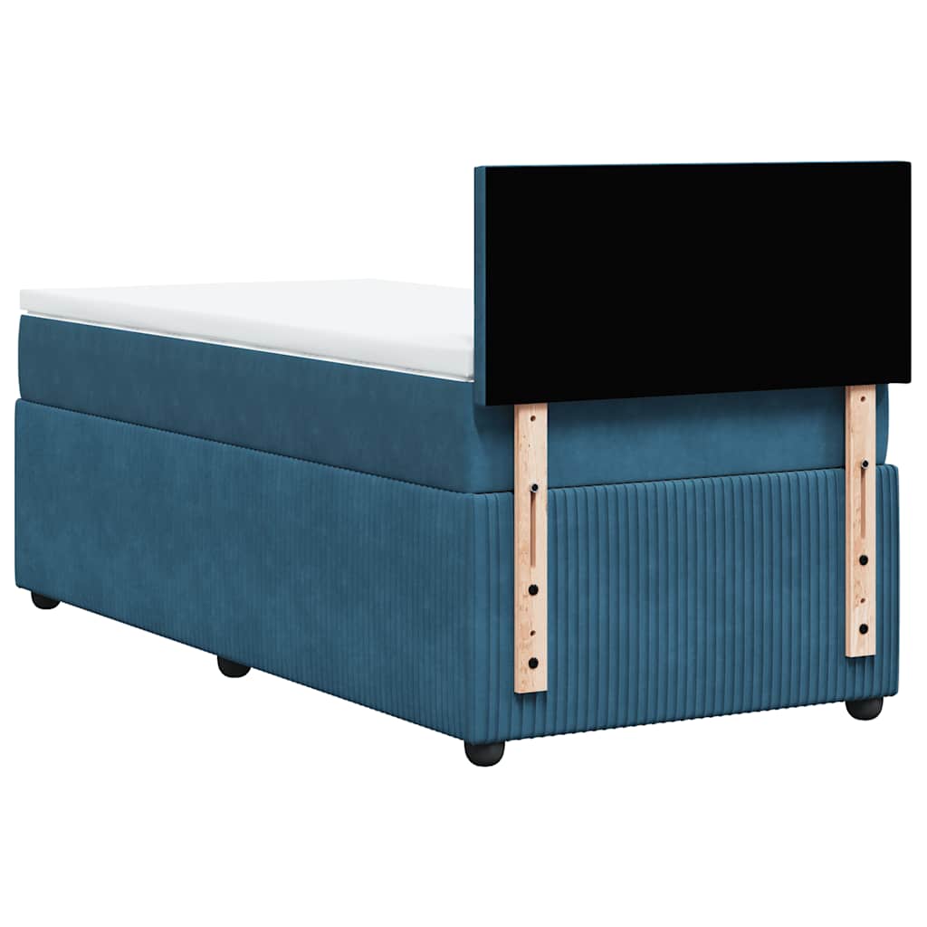 vidaXL Κρεβάτι Boxspring με Στρώμα Μπλε 100x200 εκ. Βελούδινο