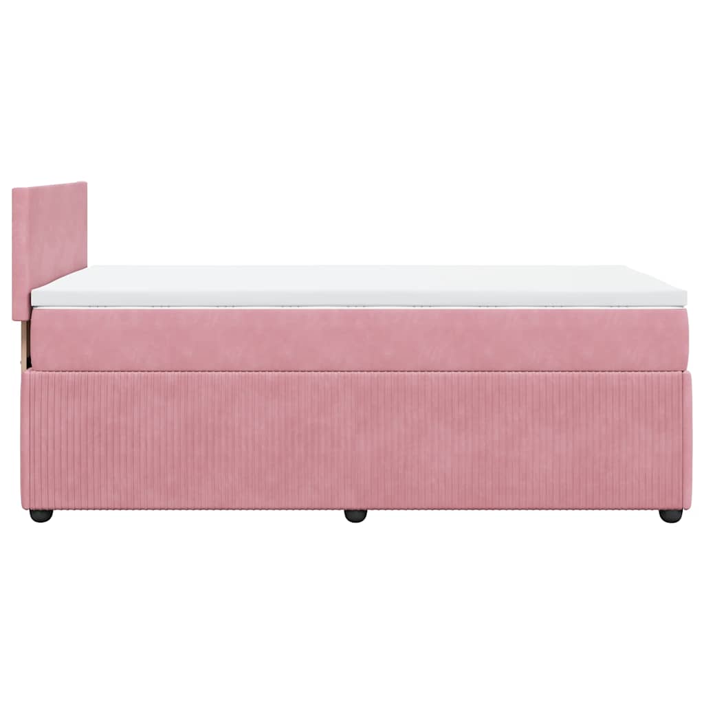 vidaXL Κρεβάτι Boxspring με Στρώμα Ροζ 100x200 εκ. Βελούδινο