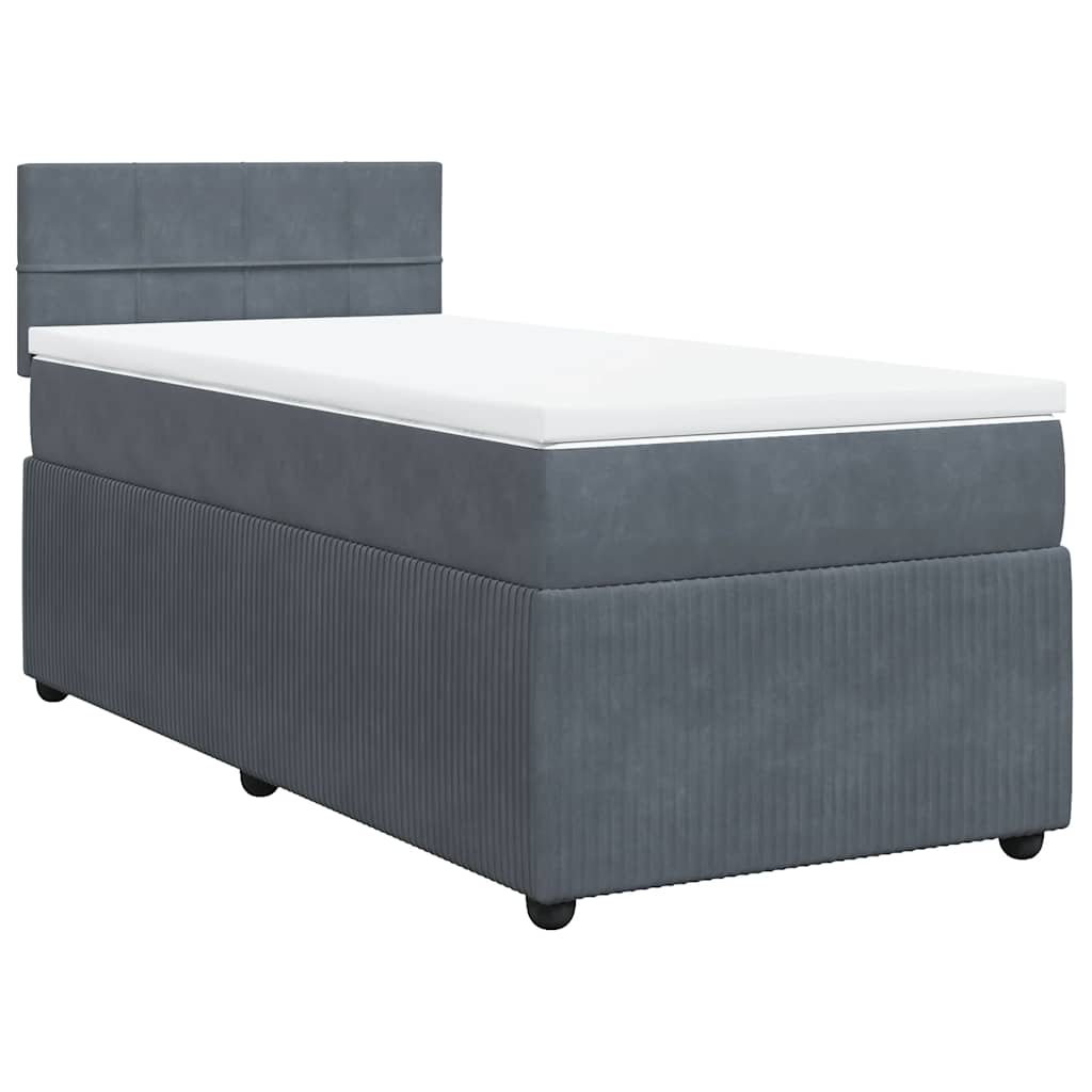 vidaXL Κρεβάτι Boxspring με Στρώμα Σκούρο Γκρι 100x200 εκ. Βελούδινο