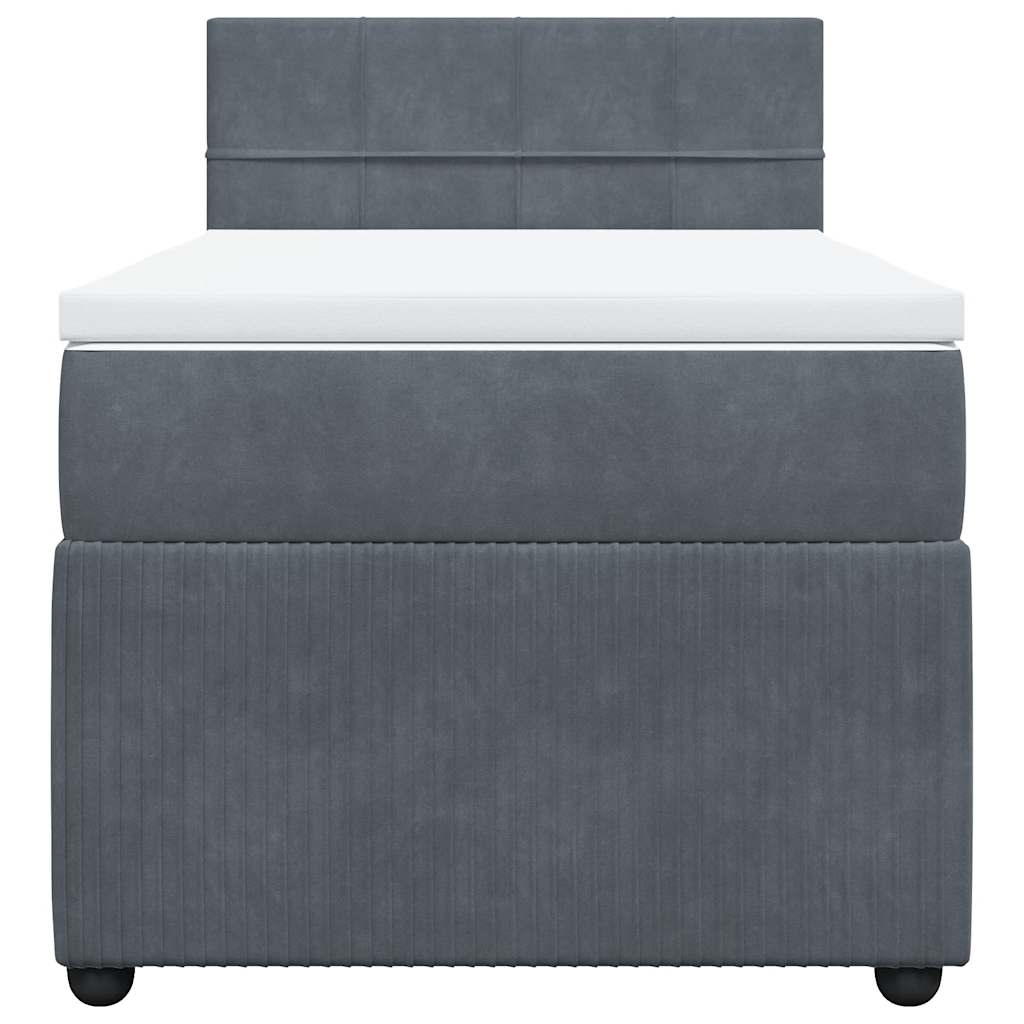 vidaXL Κρεβάτι Boxspring με Στρώμα Σκούρο Γκρι 100x200 εκ. Βελούδινο