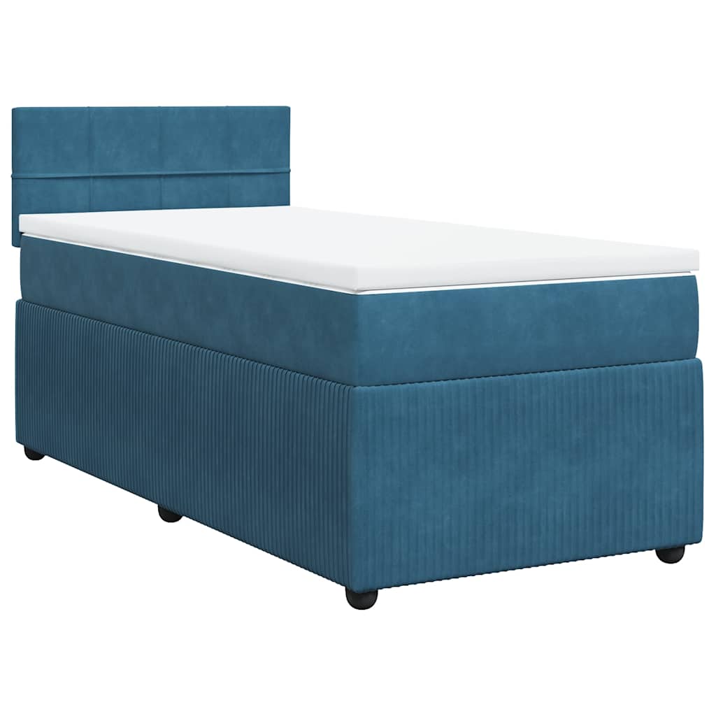 vidaXL Κρεβάτι Boxspring με Στρώμα Μπλε 100x200 εκ. Βελούδινο