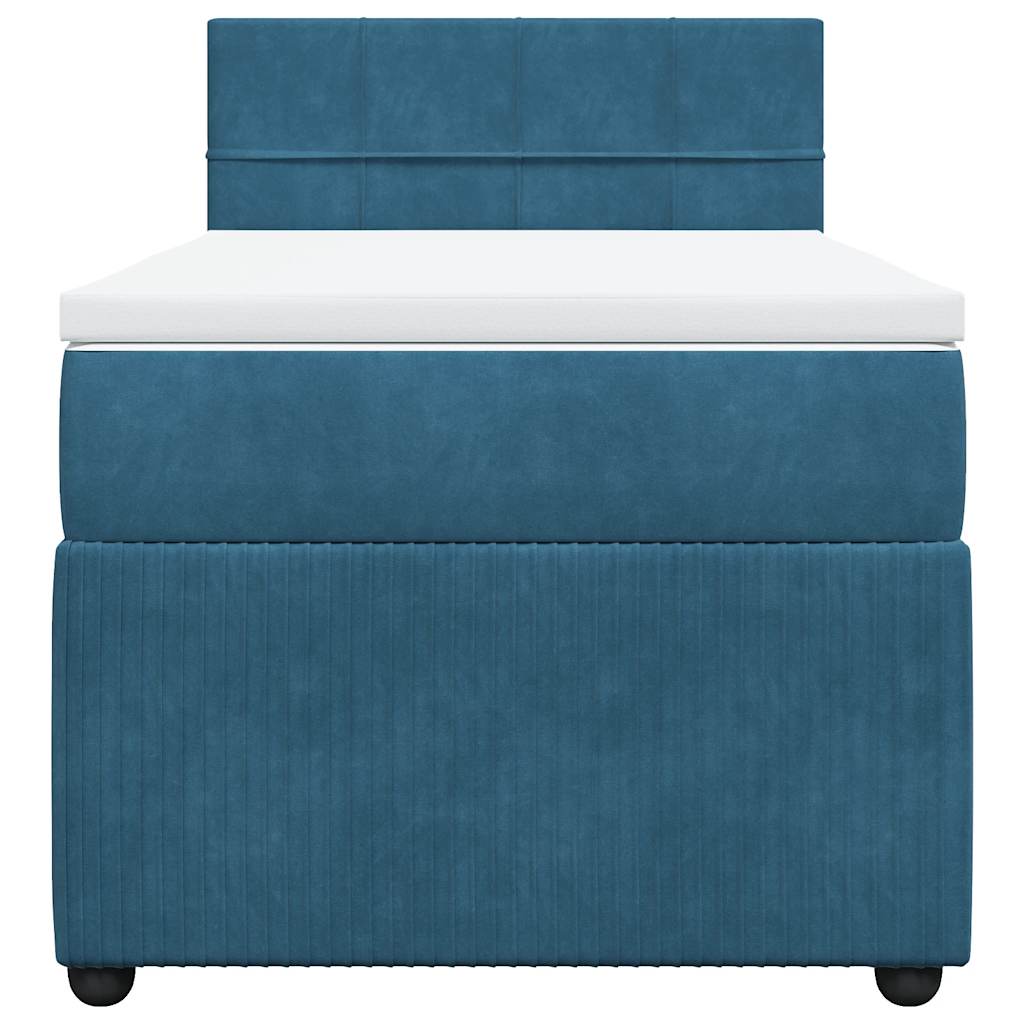 vidaXL Κρεβάτι Boxspring με Στρώμα Μπλε 100x200 εκ. Βελούδινο