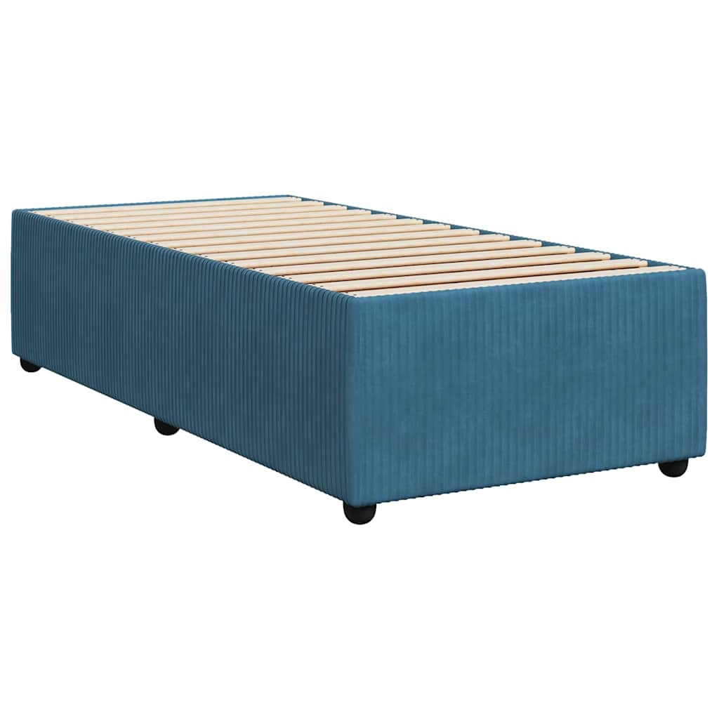 vidaXL Κρεβάτι Boxspring με Στρώμα Μπλε 100x200 εκ. Βελούδινο