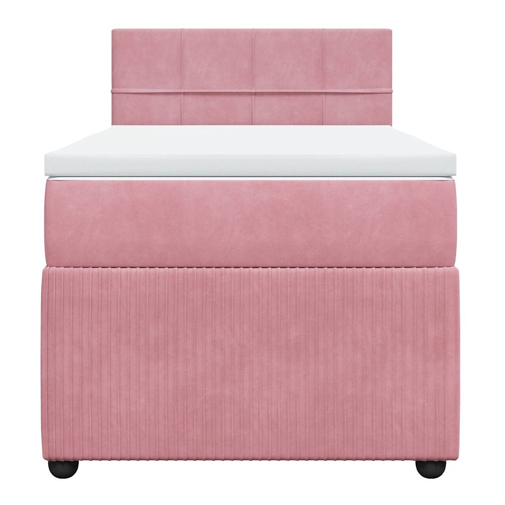vidaXL Κρεβάτι Boxspring με Στρώμα Ροζ 100x200 εκ. Βελούδινο